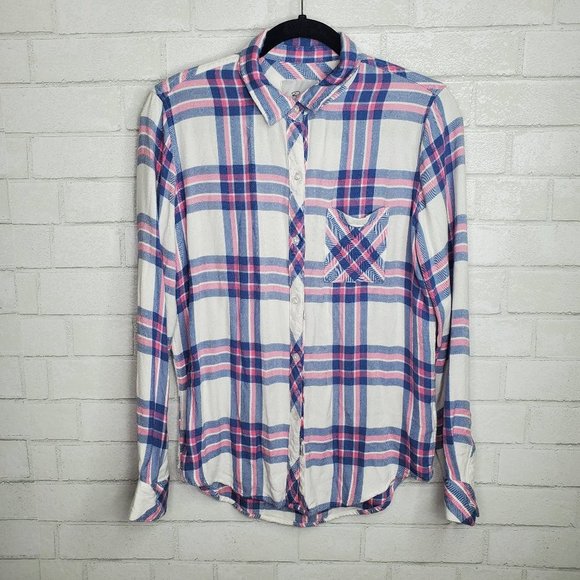 Rails Tops - Rails Pink Blue White Plaid Flannel Button Down Shirt